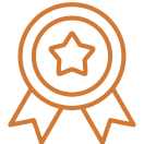 Star emblem on an orange award ribbon.